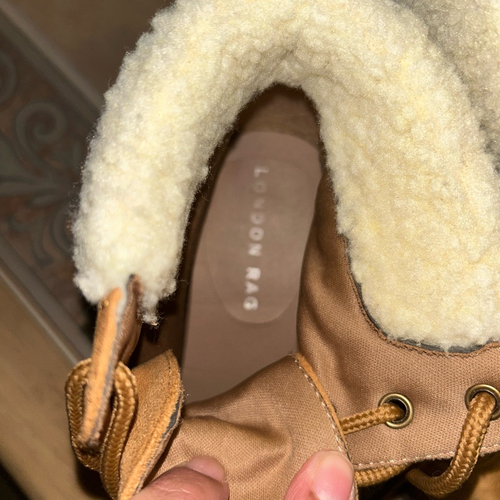 Cozy Tan Lace-Up Boots with Faux Fur - Picture 4 of 7